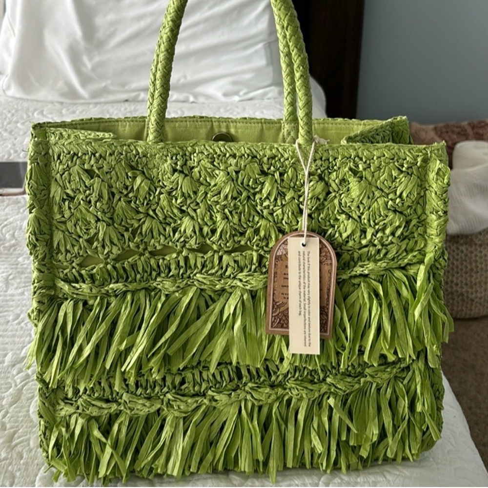 Green Woven Tote Bag